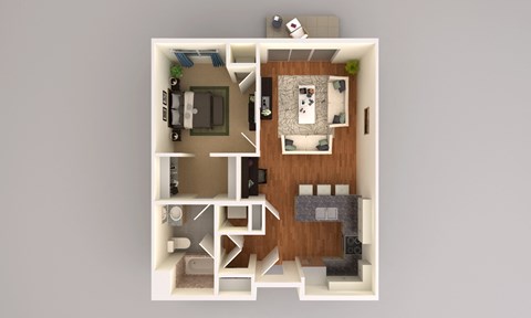 Floor plan for 1 bed, 1 bath, 785 sqft